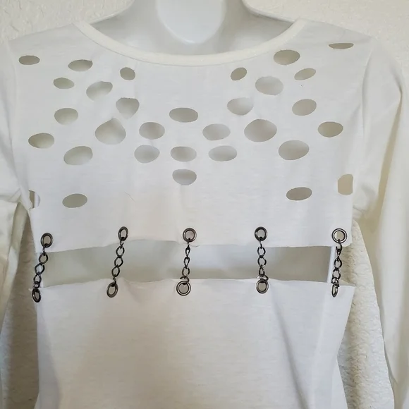 Skull Shirt Streetwear Grunge Punk Rock Artsy Quotes Unique Cream Women (XS-S) - Picture 10 of 16